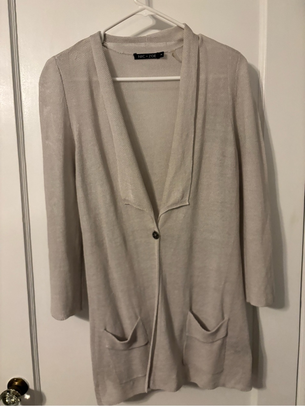 NIC+ZOE Light Silver Knit Cardigan